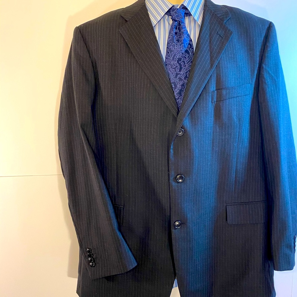 Marc James Limited Blazer Jacket Mens Sz 48L Navy Pinstripe